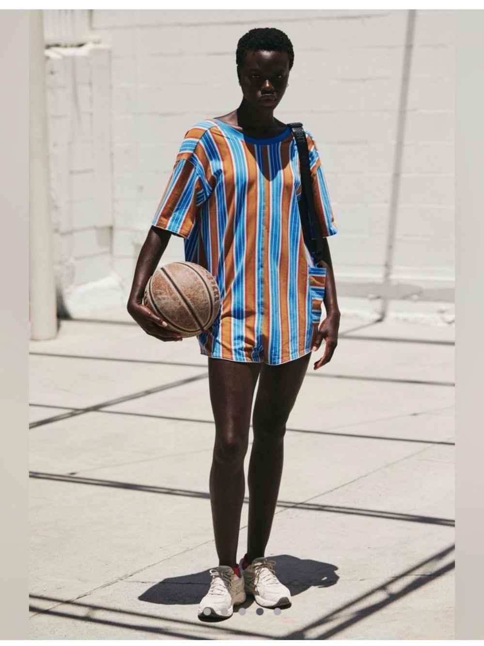 FP Movement by Free People Hot Shot Printed Tee Romper in Coastal Striple Camel